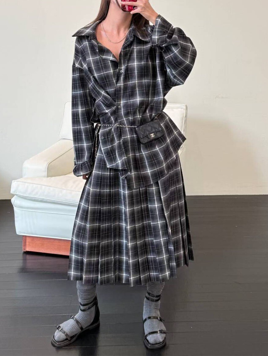 背布標格紋免燙襯衫