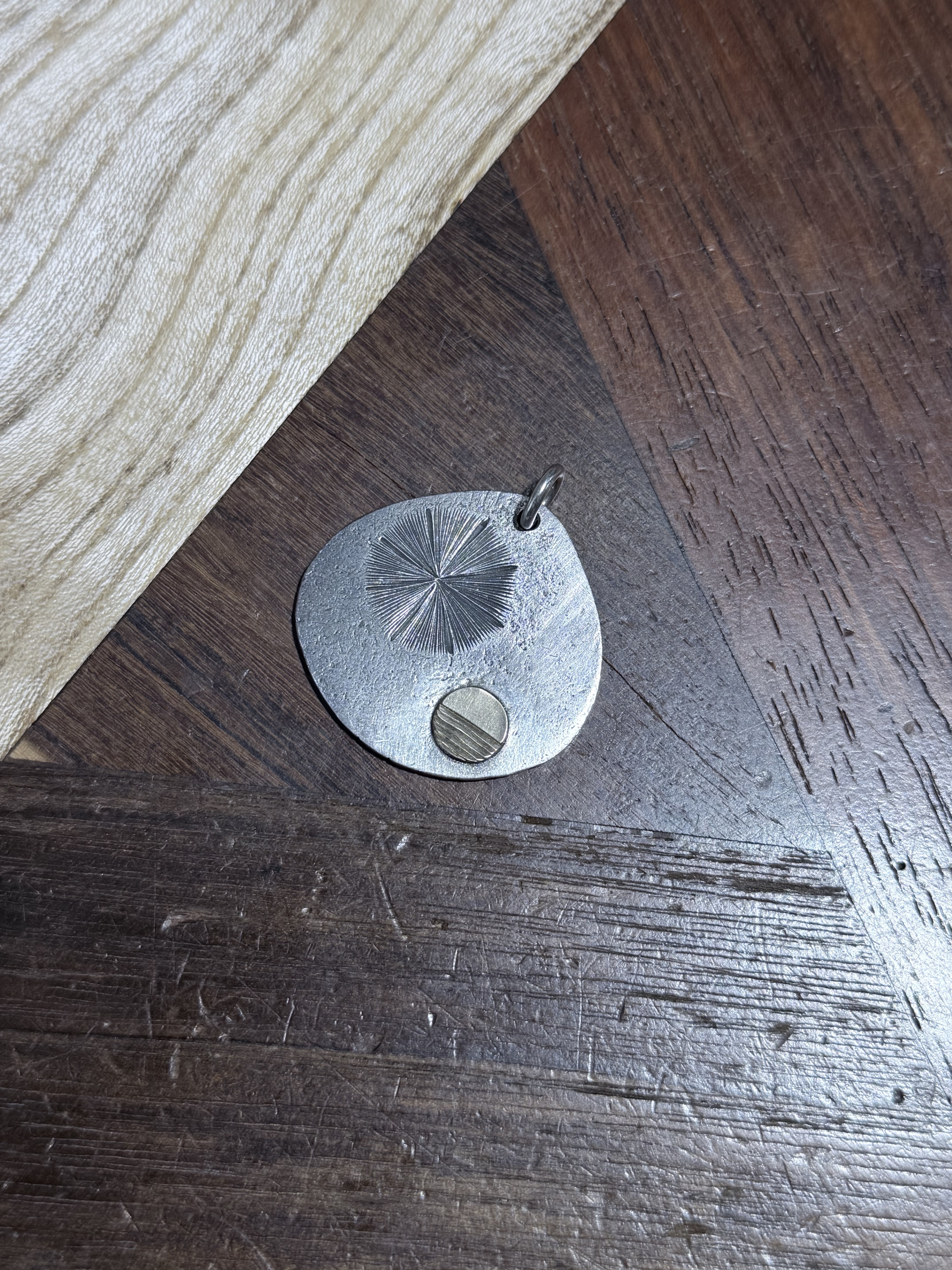 Gold Motif Hammerd Concha Pendant