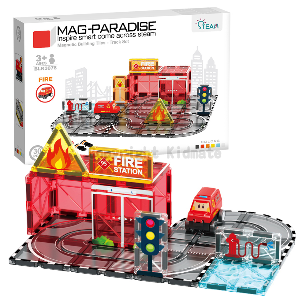 《 KIDMATE 》 迷你軌道磁力片場景組-醫院(附1台小車)