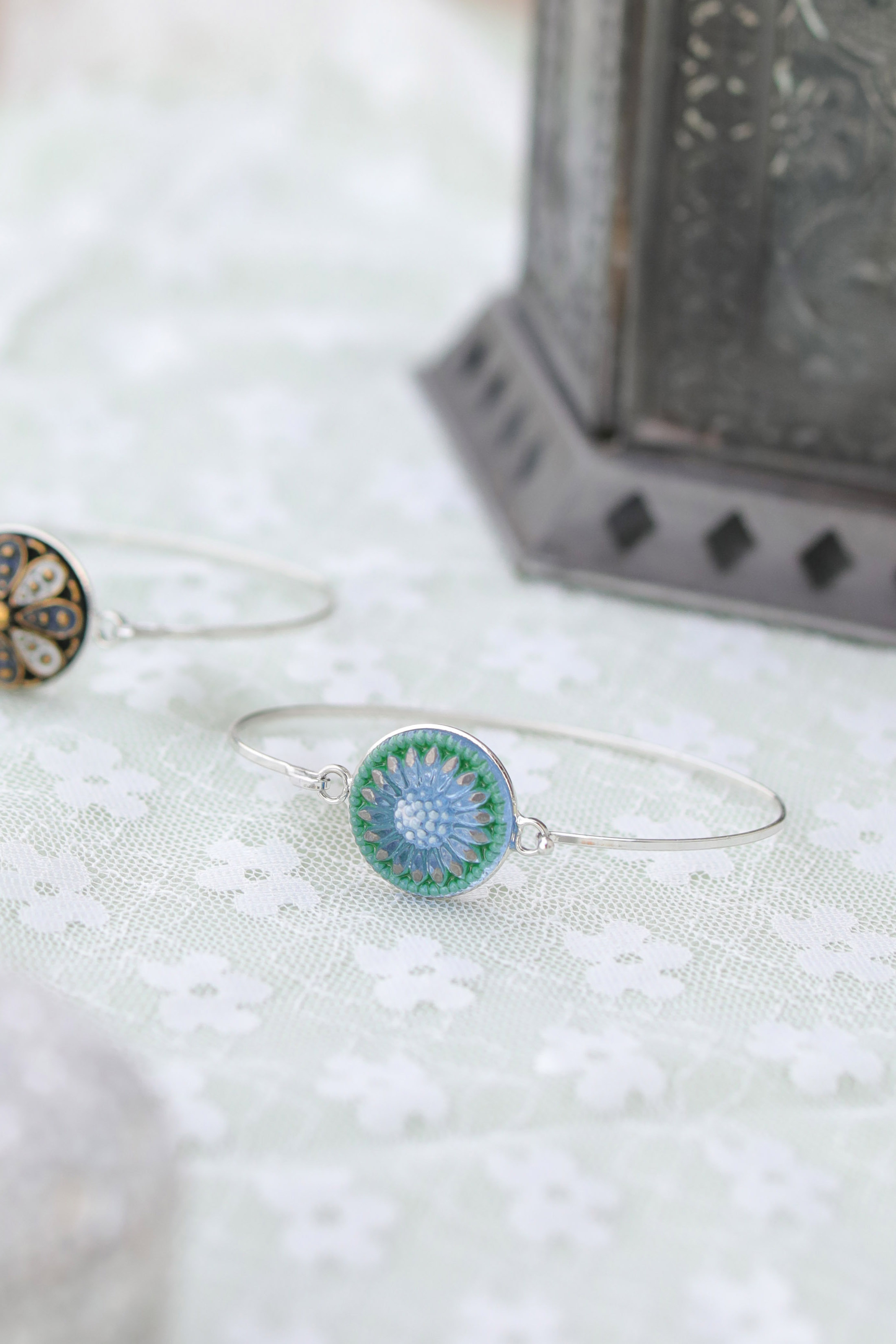 歐州航路 - 捷克玻璃鈕扣銀色手鍊 LAGZ6608 (0401)