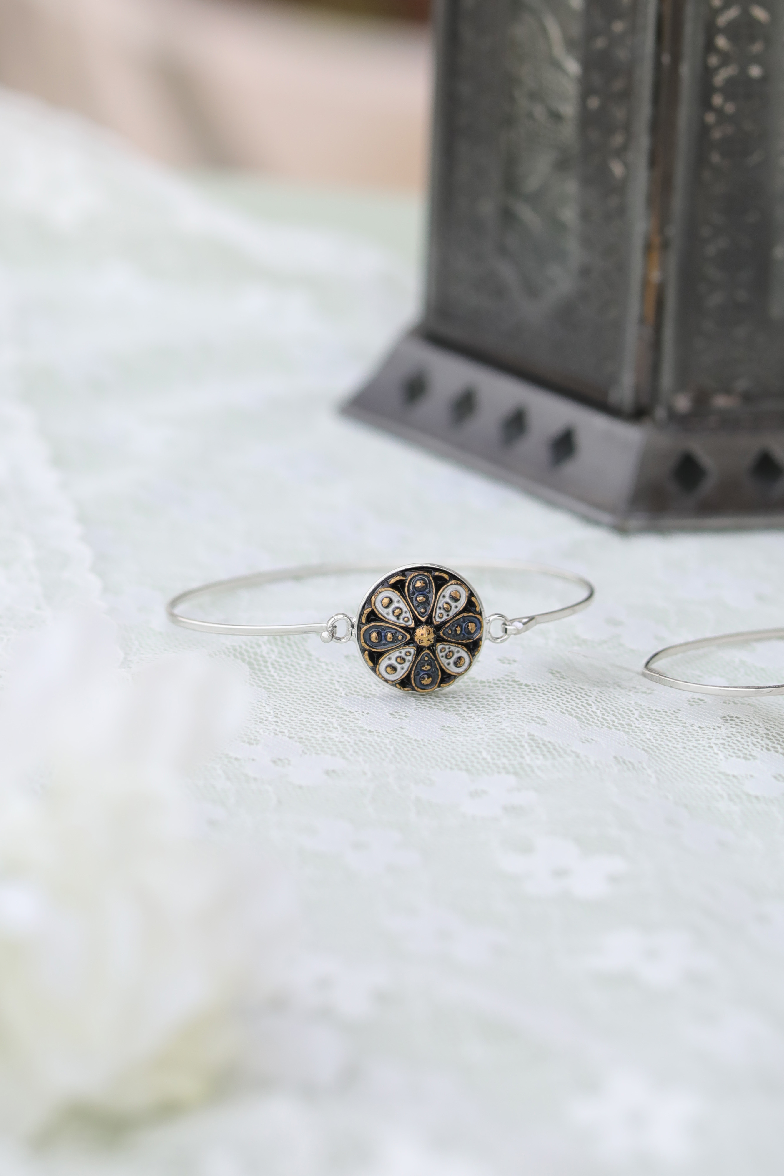 歐州航路 - 捷克玻璃鈕扣銀色手鍊 LAGZ6608 (0401)