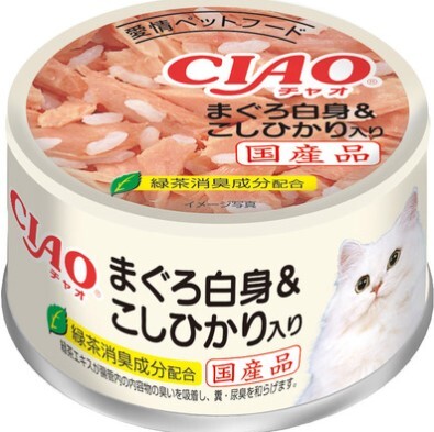 CIAO 罐頭 吞拿魚白身肉+越光米 85g,A-04 [原箱24罐]