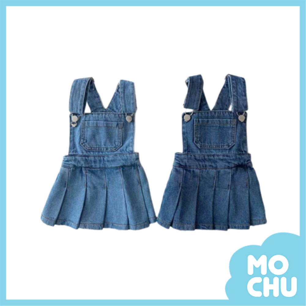牛仔吊帶百褶裙(二色)