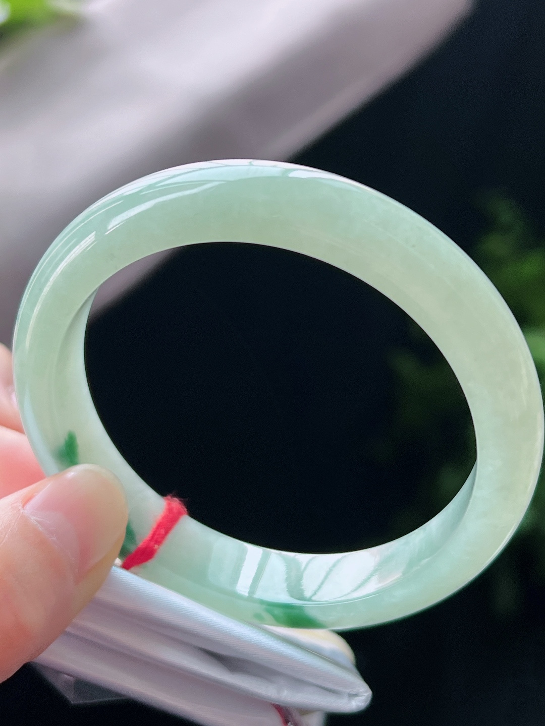 32518 55.3mm飄花正圈翡翠手鐲 (54-56)