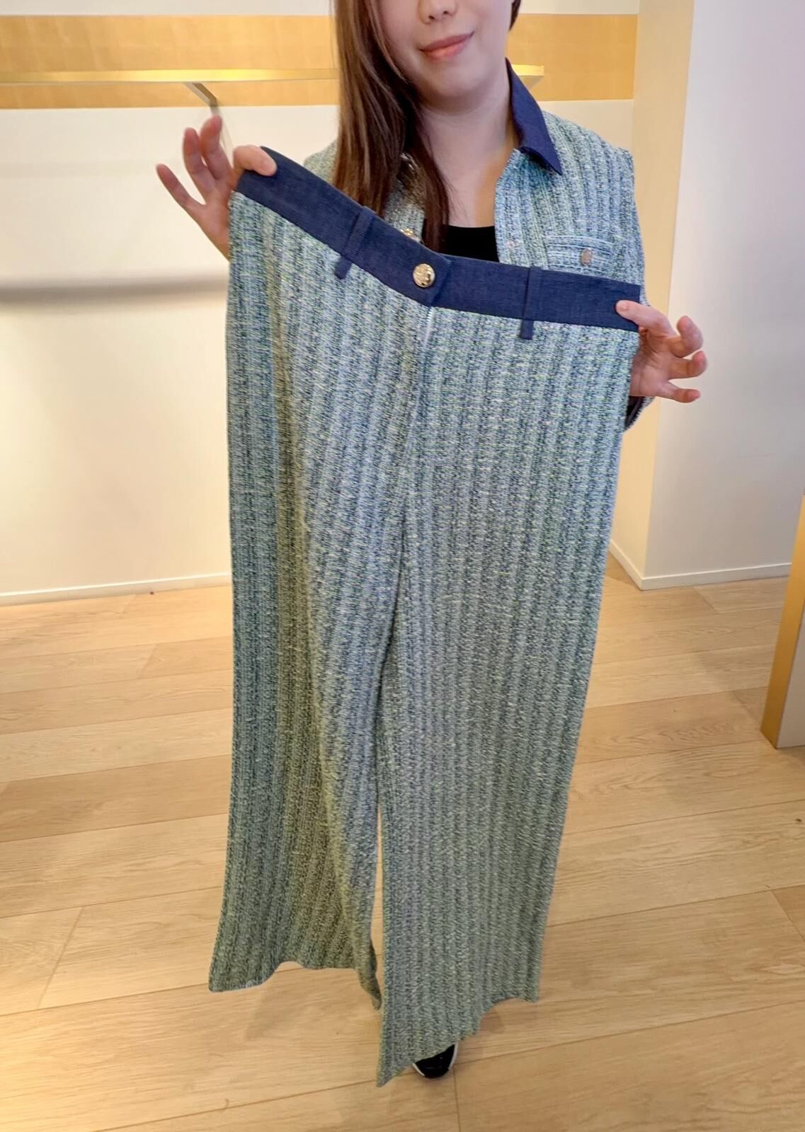 Maje 草藍色藍邊長褲 #MFPPA00603