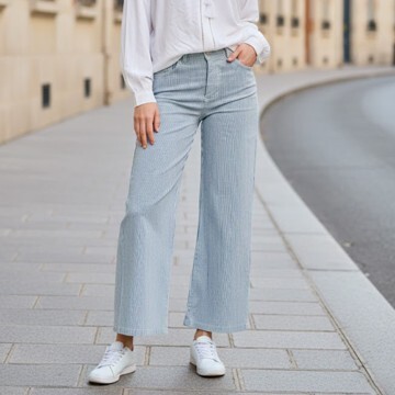 1SO0403-005 [SUNNY STUDIO] High-Waisted Wide-Leg Trousers Blue #61112 Rayé (EU)