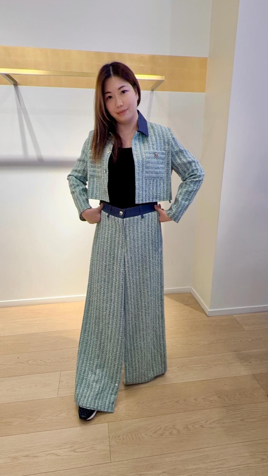 Maje 草藍色藍邊長褲 #MFPPA00603