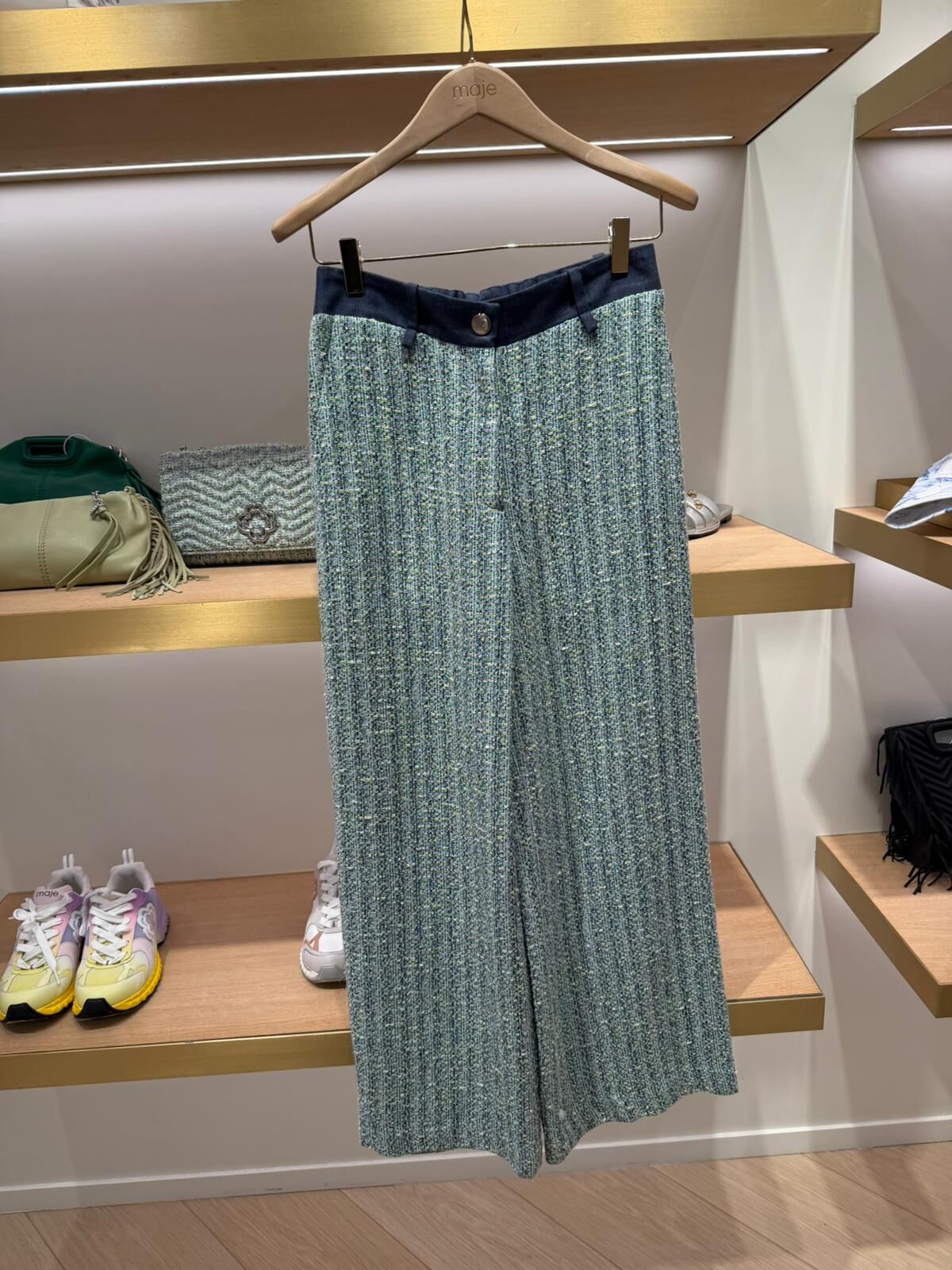 Maje 草藍色藍邊長褲 #MFPPA00603