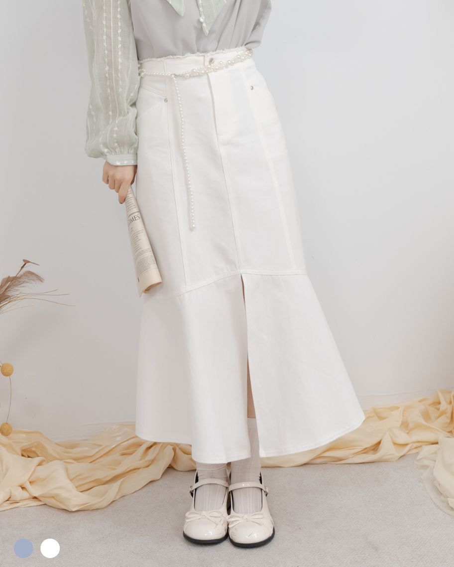 抽鬚美胯開衩魚尾長裙