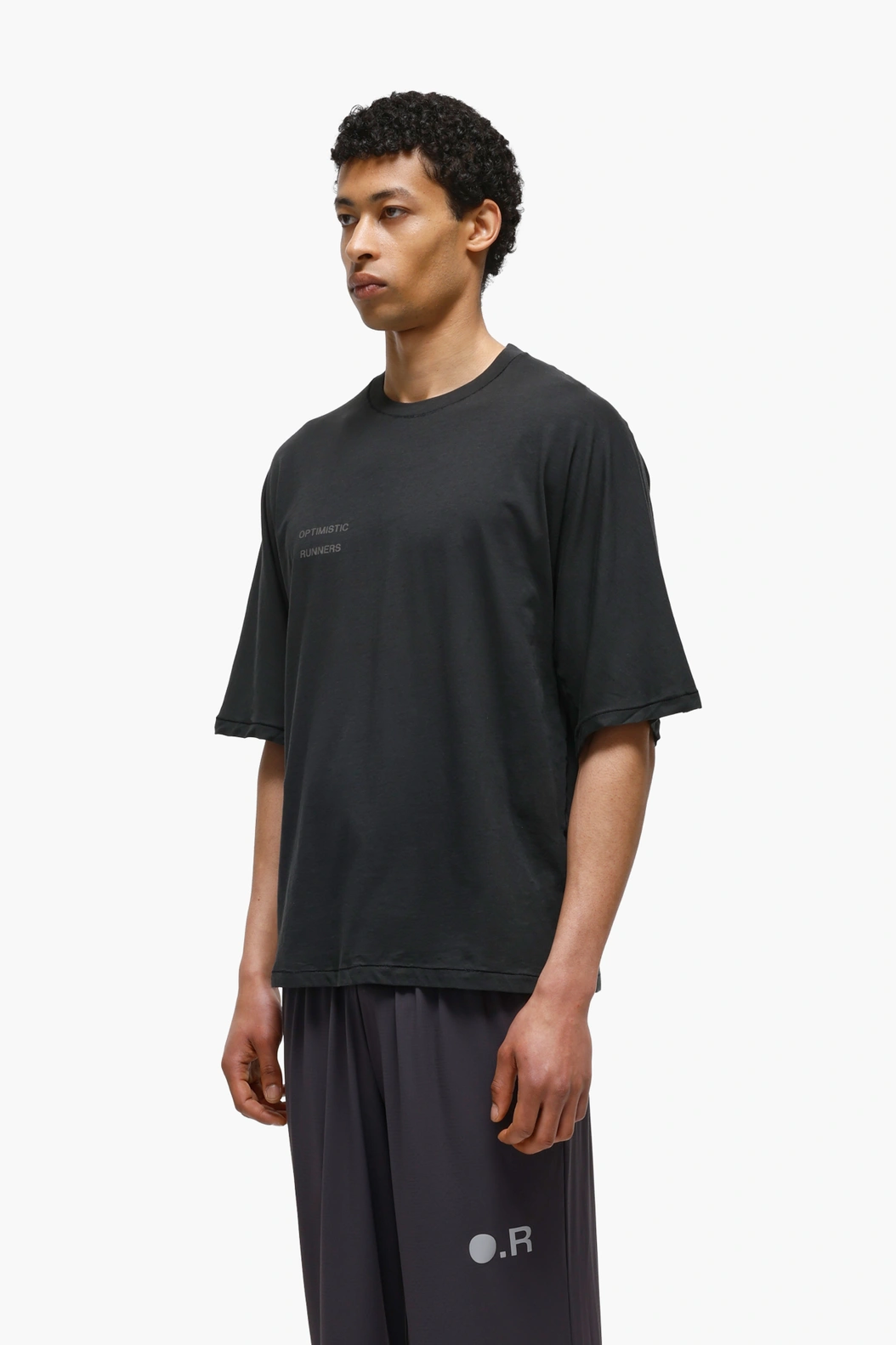 Optimistic Runners｜Running Cotton T-shirt "Black"