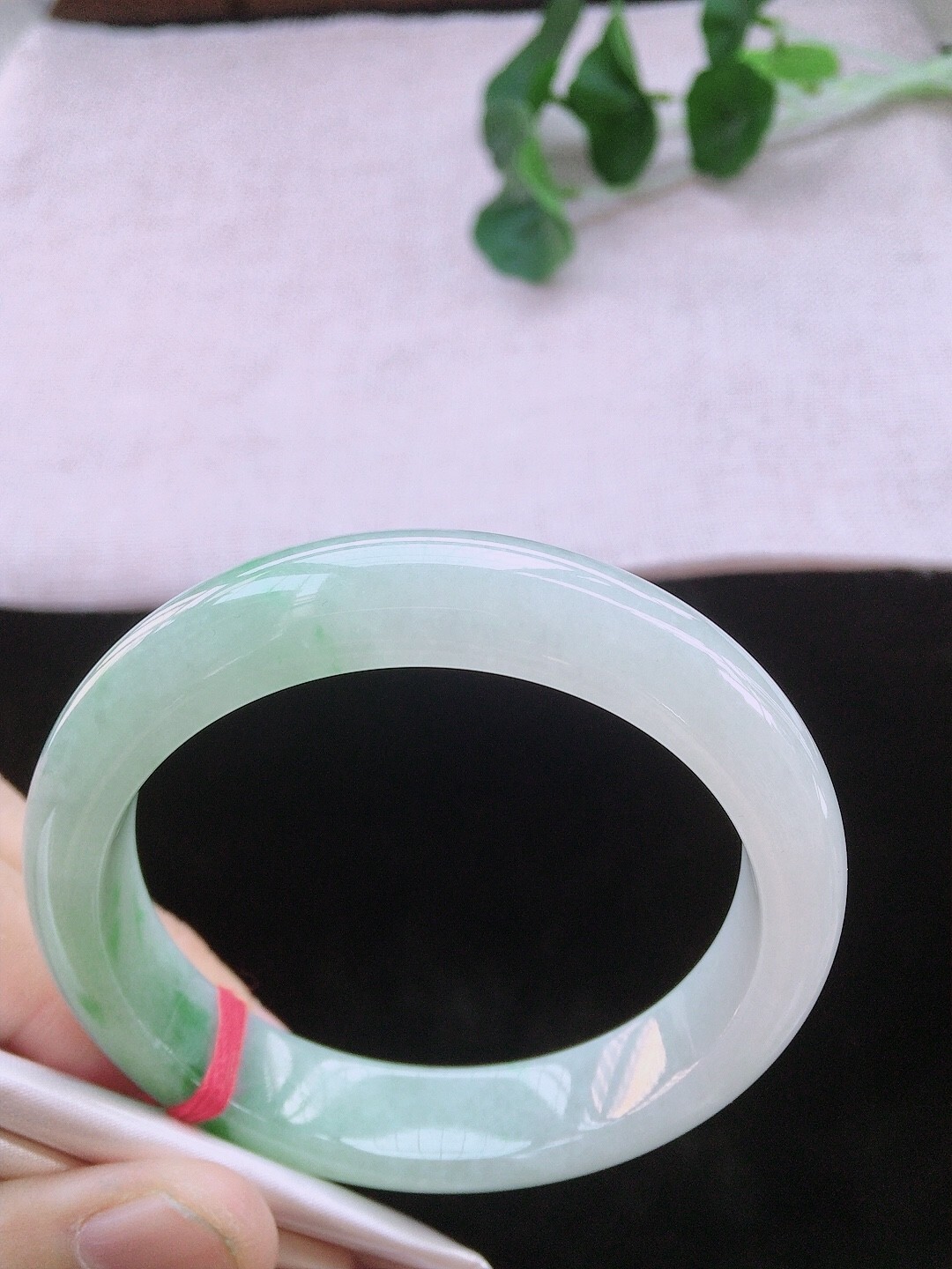 32519 55.5mm冰飄綠翡翠手鐲 (54-56)