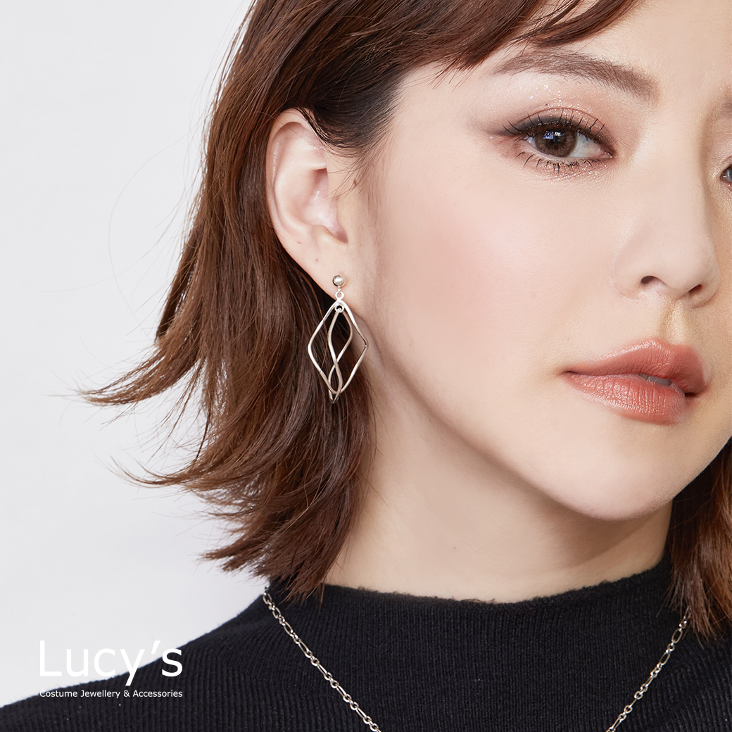 925純銀 曲線疊影 耳環 (72144)