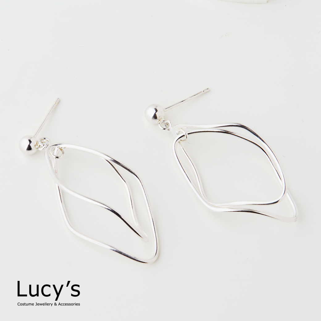 925純銀 曲線疊影 耳環 (72144)