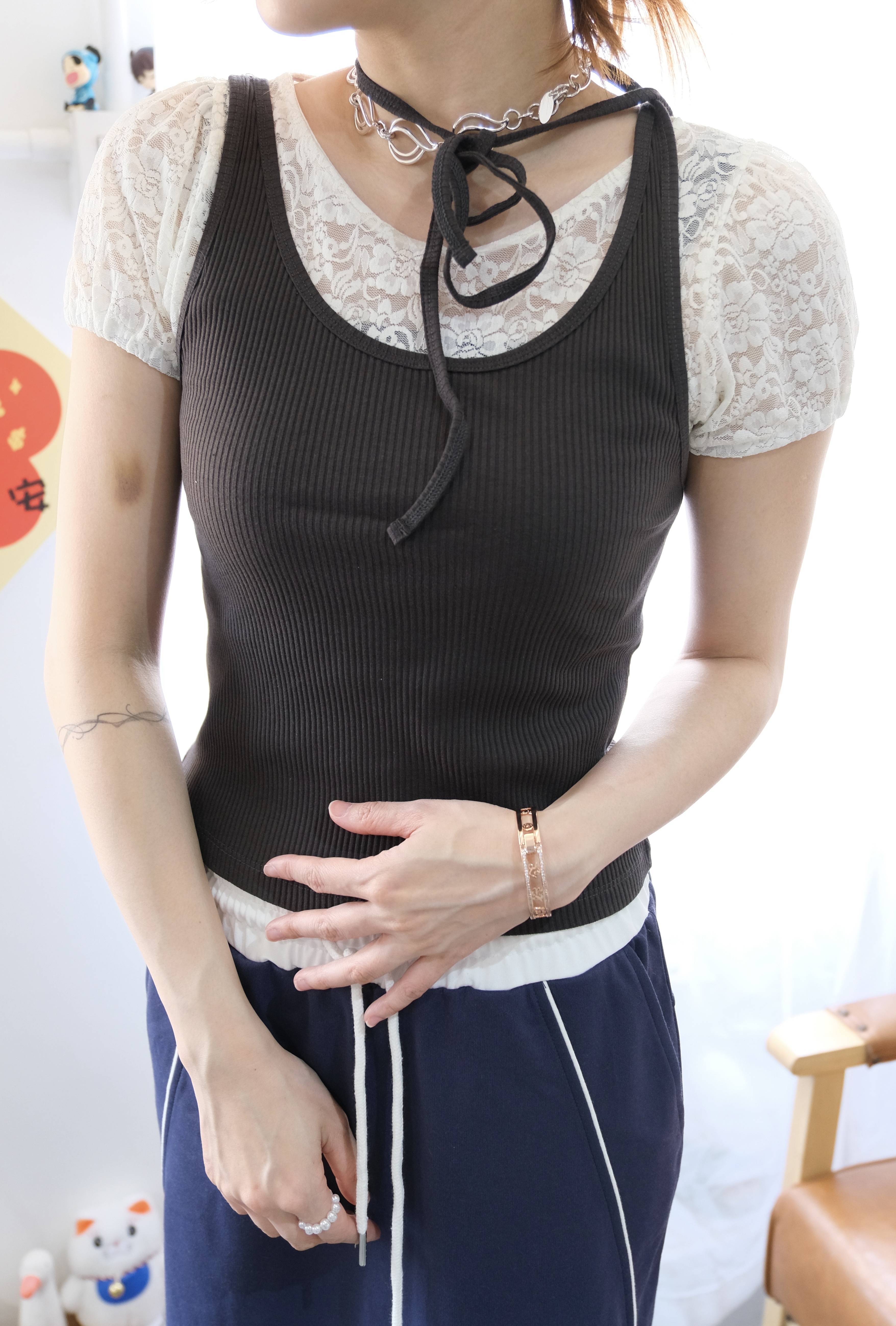 單肩蝴蝶結TOP