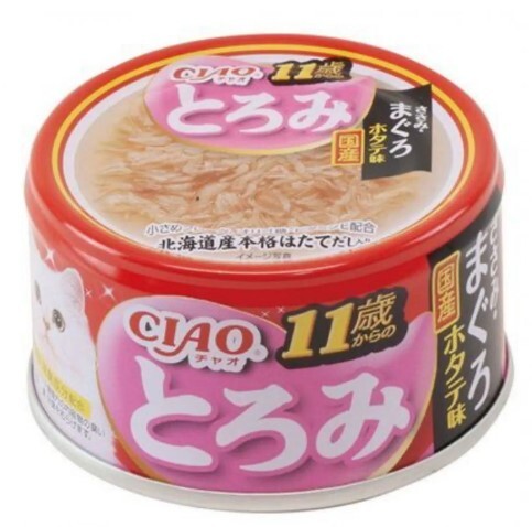 CIAO 罐頭 濃湯系列  11歲老貓 雞肉+吞拿魚 80g,A-46 [原箱24罐]