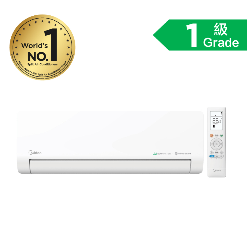 美的 Midea   MS-09CRF8F/MS-09RF8F‧1匹 R32 智能變頻淨冷‧numen 分體式冷氣機‧香港行貨,原廠2年全機及5年壓縮機保養‧