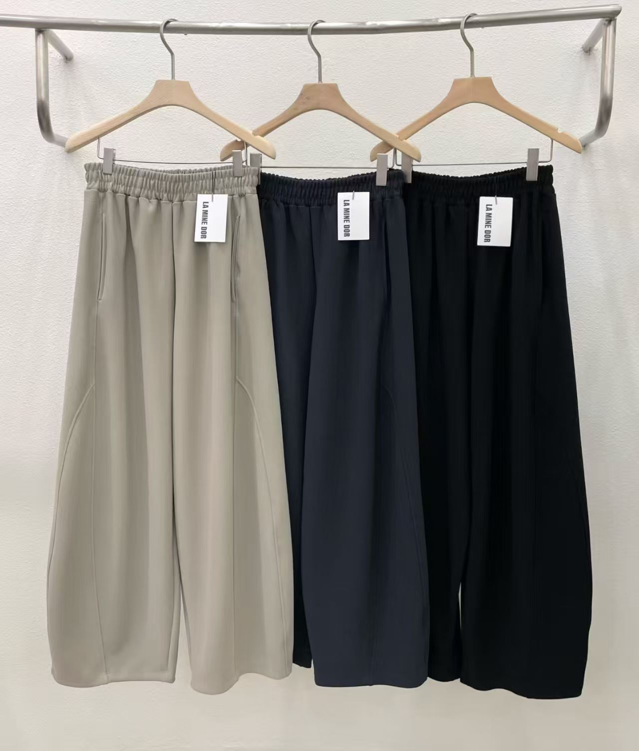 LA6030 全橡筋車綫顯瘦直筒蘿蔔褲