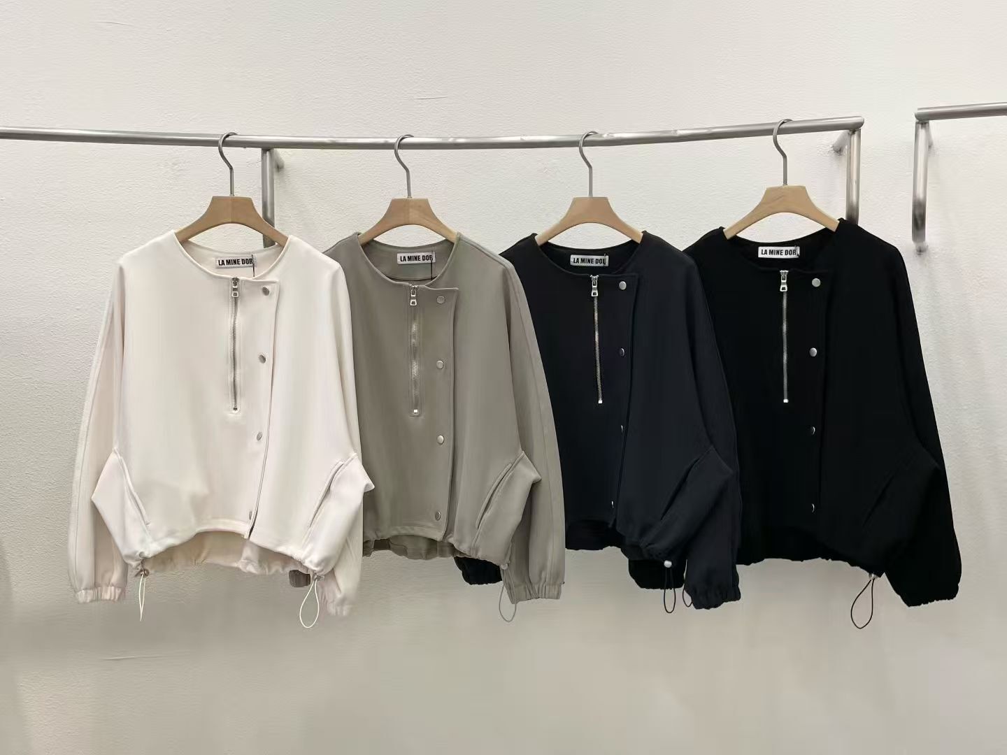 LA6031 側排扣拉鏈束腰氣質上衣