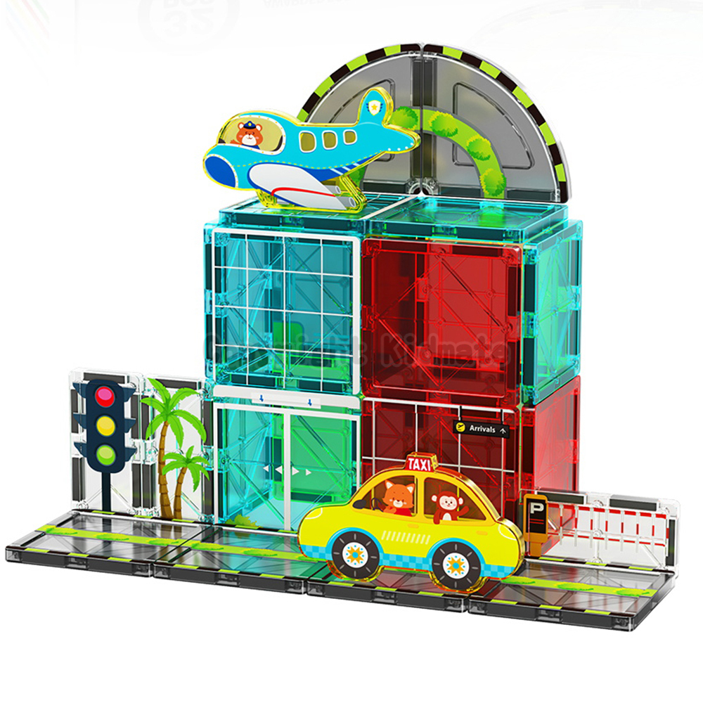 《 KIDMATE 》 DIY磁力片場景組-城市交通32pcs