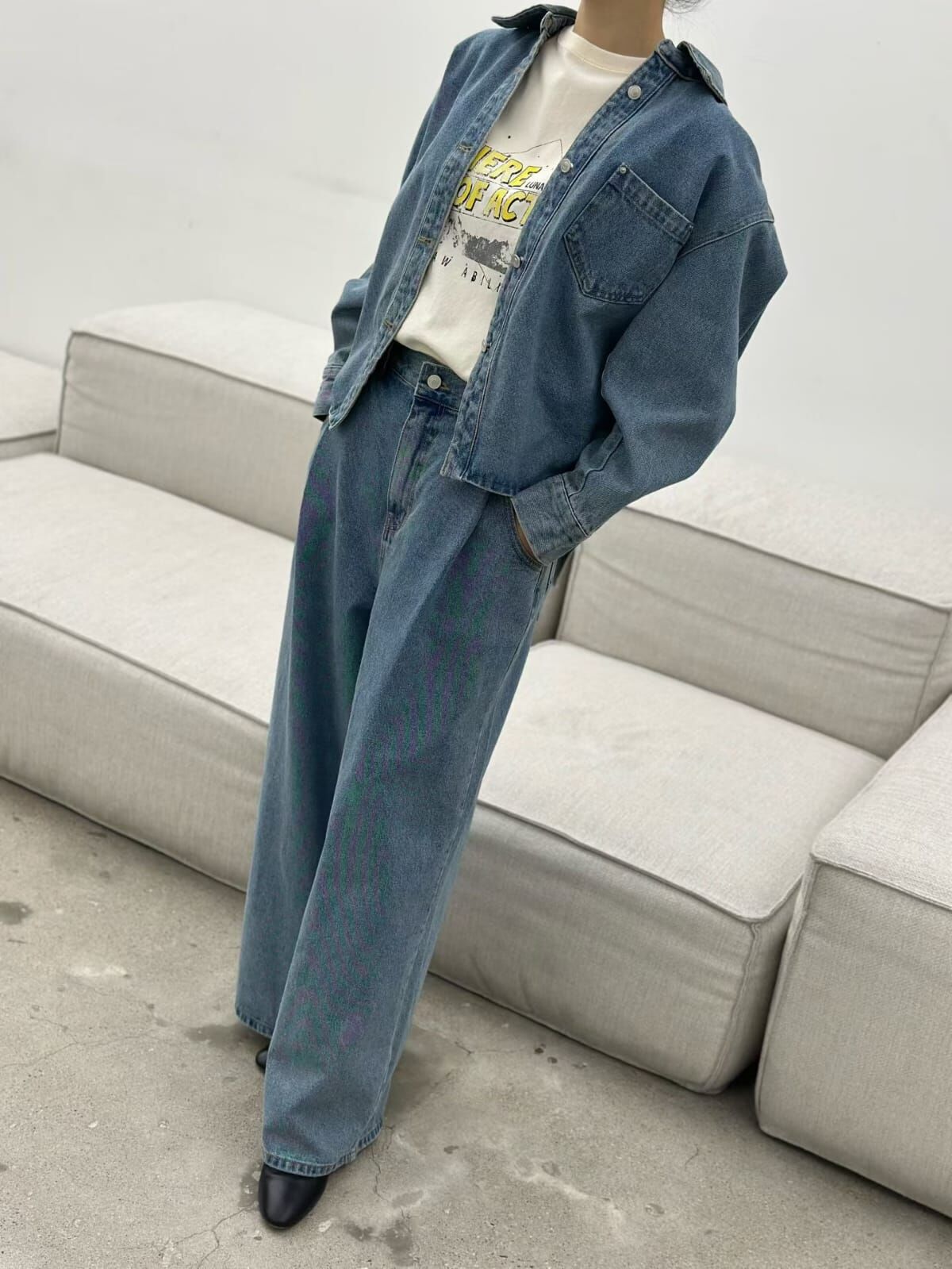 LA6022 單口袋收腰短版牛仔外套