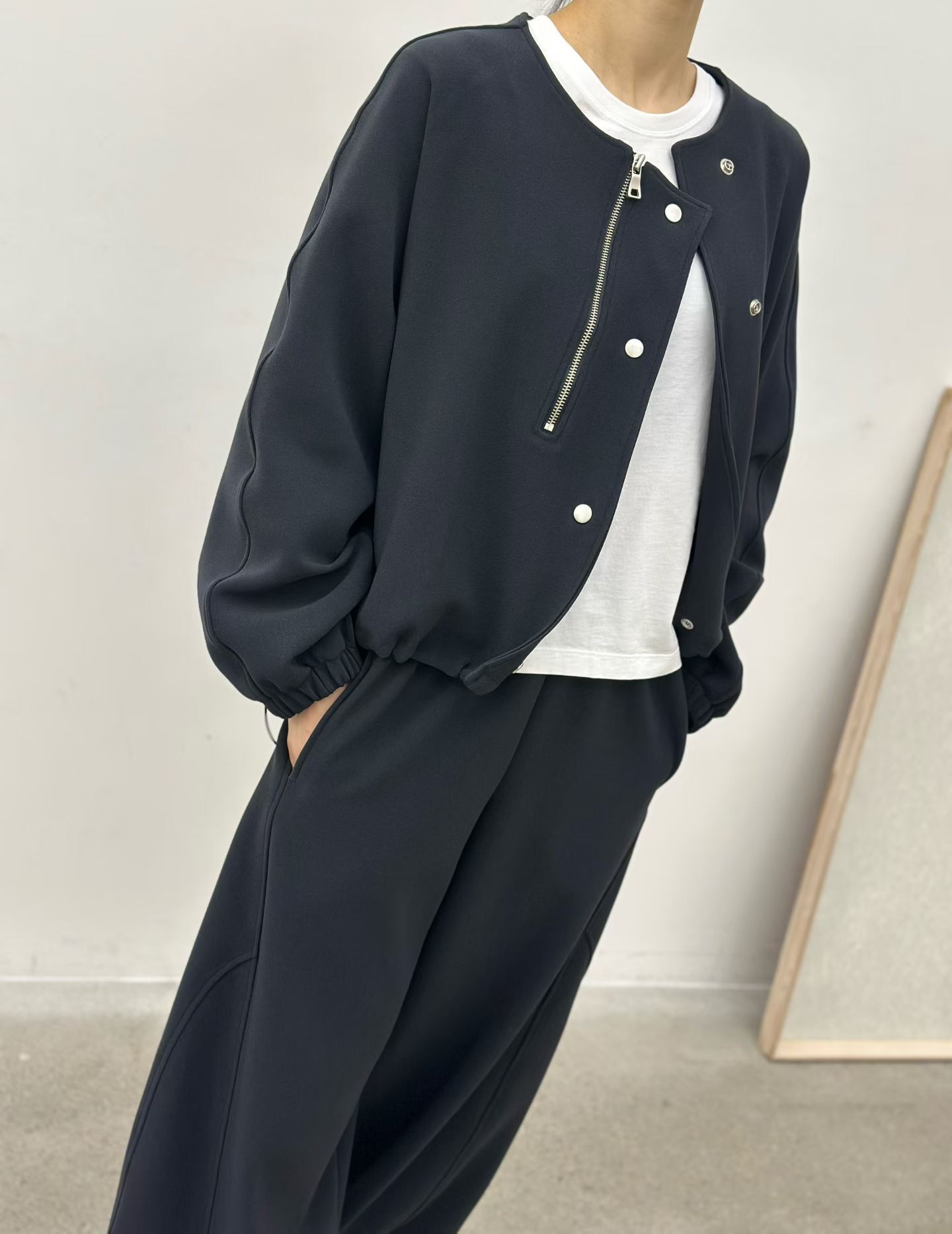 LA6031 側排扣拉鏈束腰氣質上衣