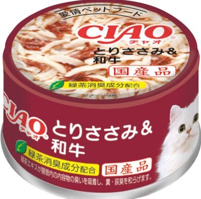CIAO 罐頭 雞柳+和牛 85g,C-33 [原箱24罐]