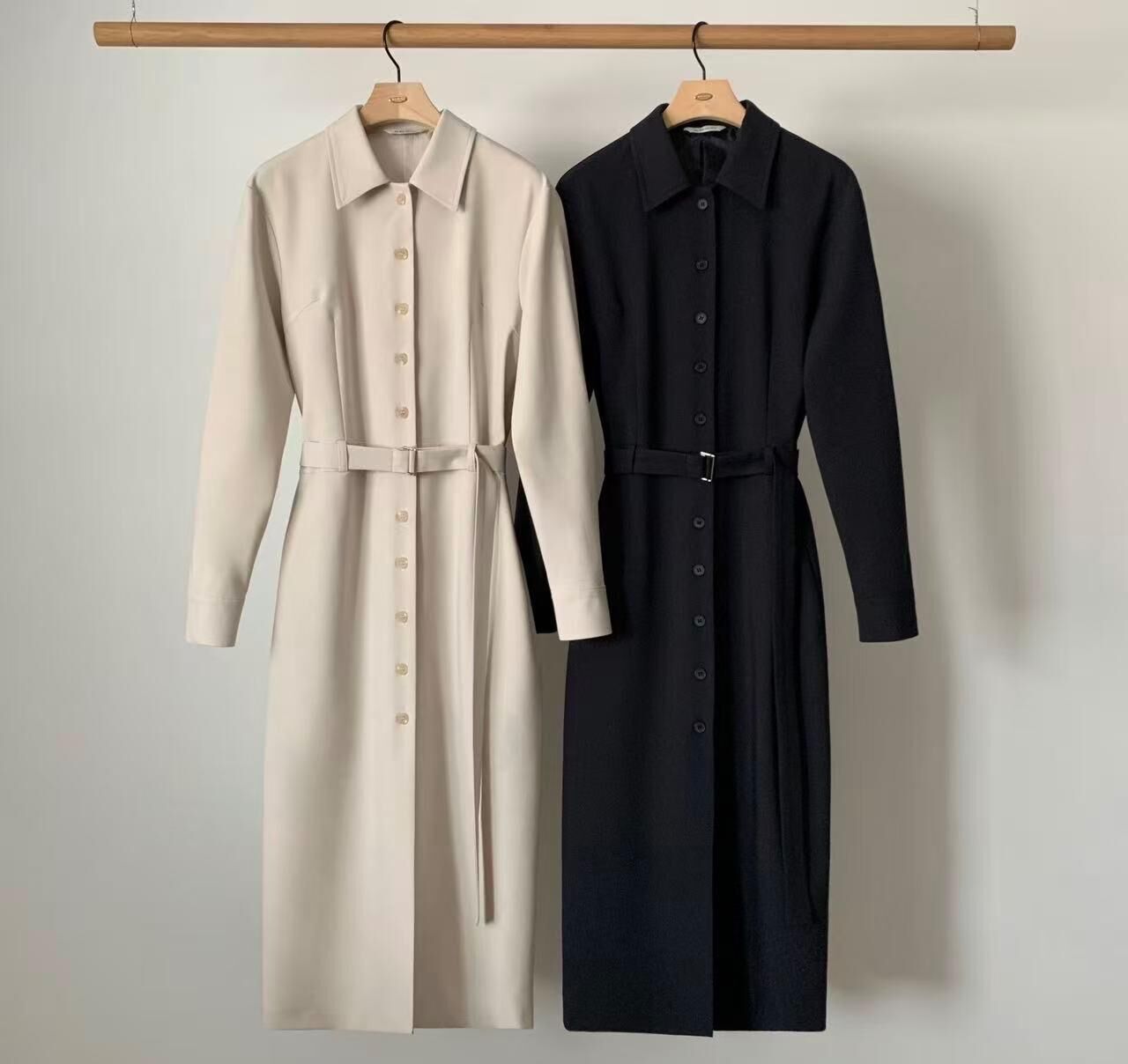 AU6018 反領腰帶長外套