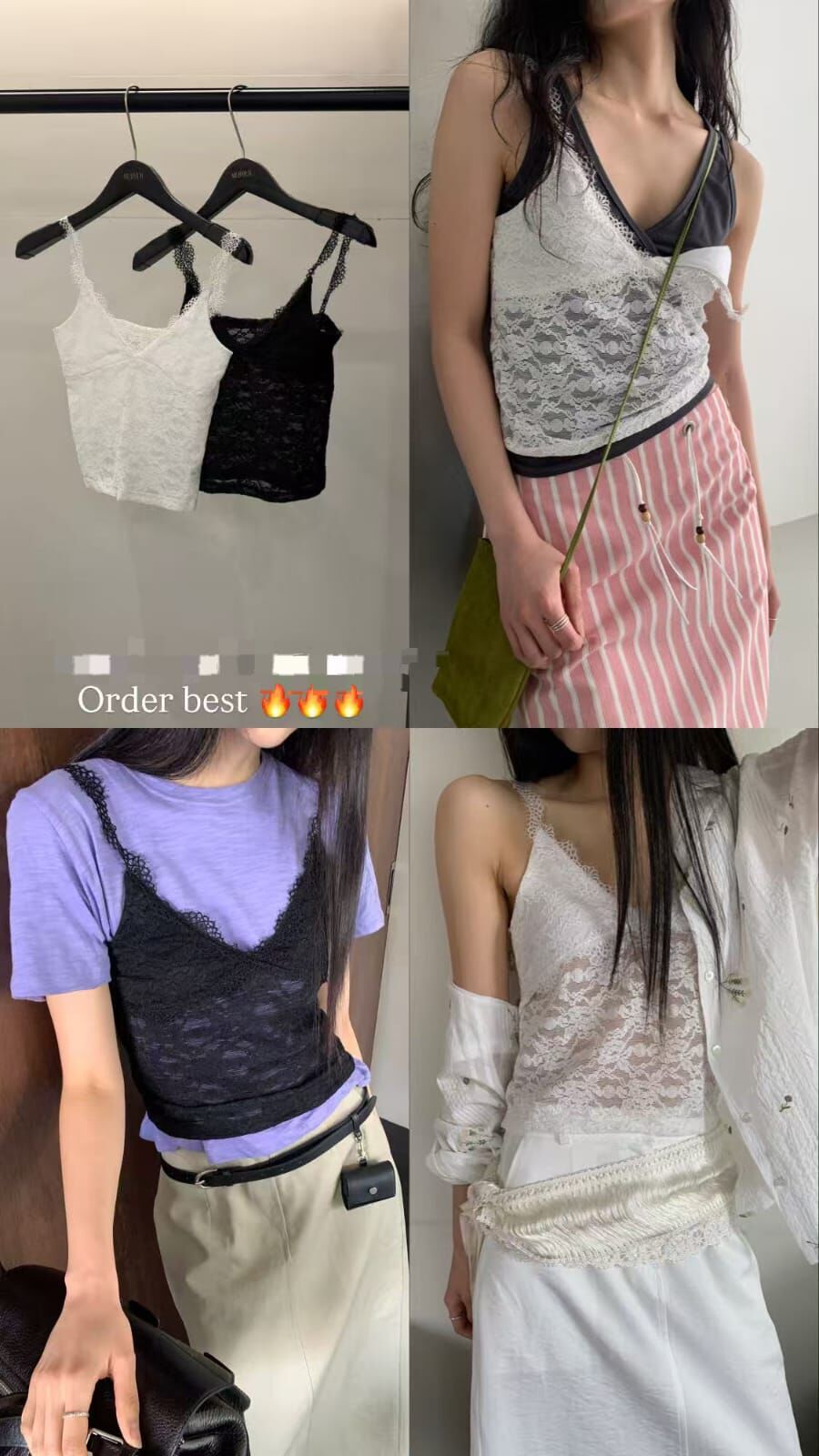 MR6003 小性感蕾絲小透V領背心