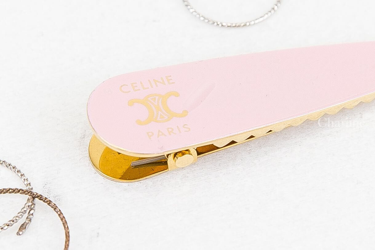 Celine Celine Hair Clip In Brass With Gold Finish, Steel And Zamak 粉色金字凱旋門髮夾