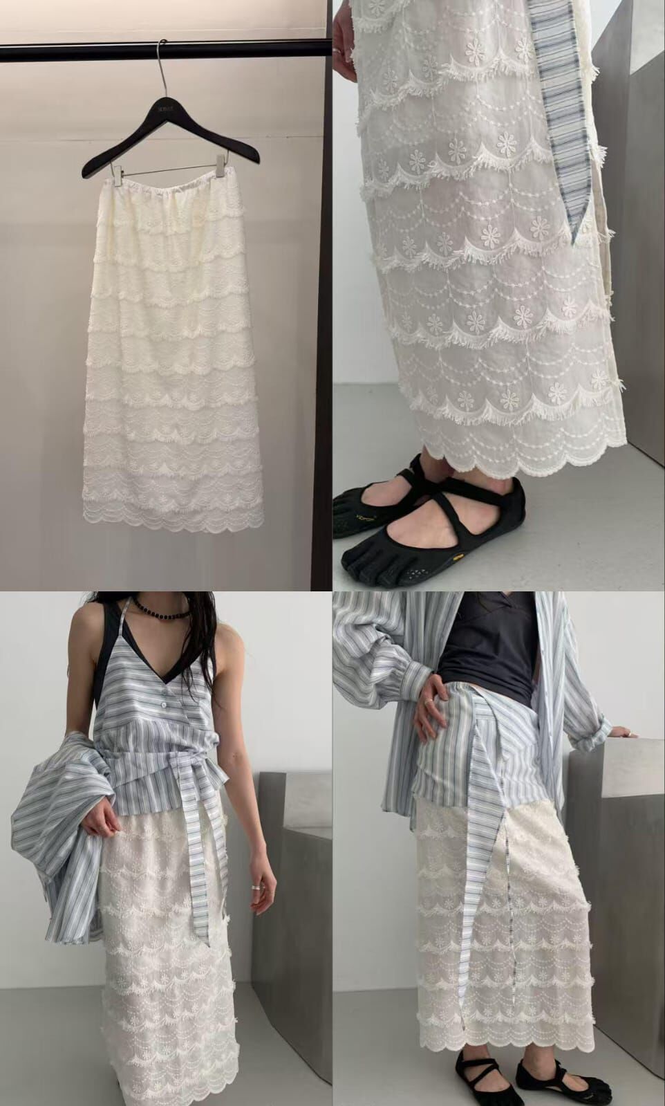 MR6008 波浪花花刺綉微透半身裙