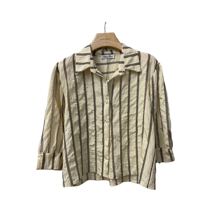 1SO0403-029 [SUNNY STUDIO] Stylish Striped Shirt Beige #486143 (EU)