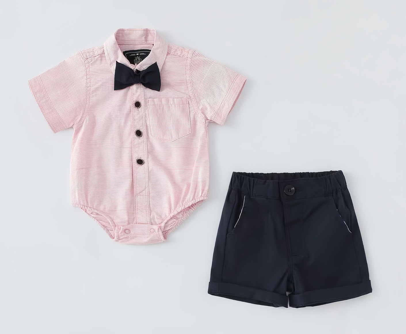 紅條紋領結包屁套裝