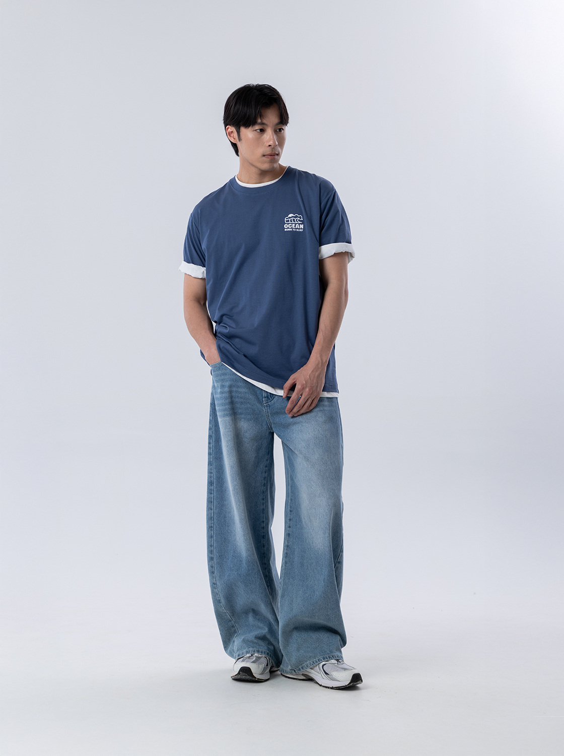 打摺彎刀闊腿褲