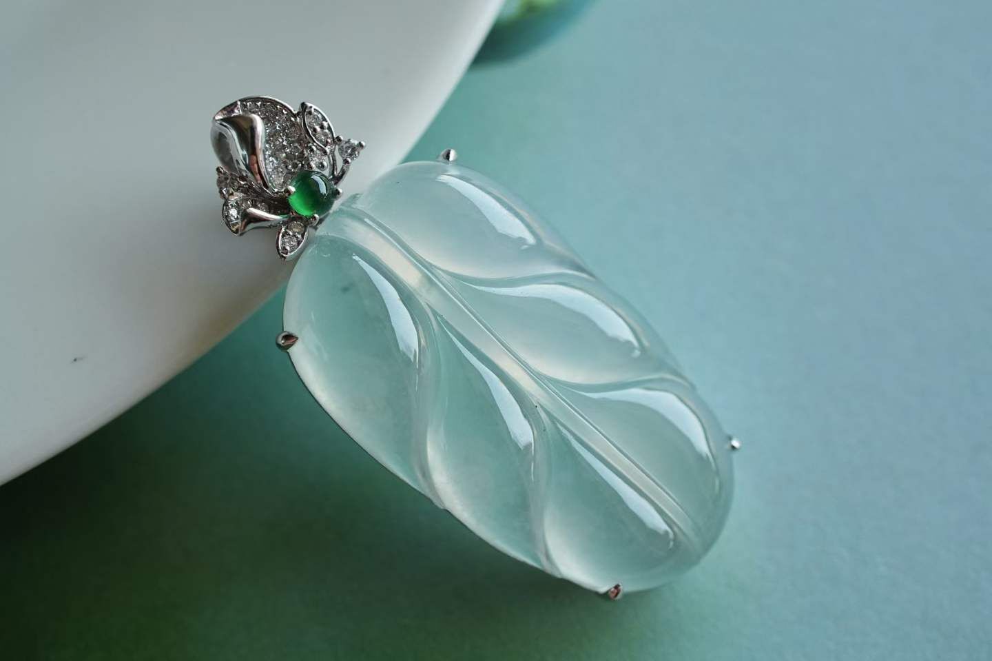 325814 翡翠冰種葉子吊墜