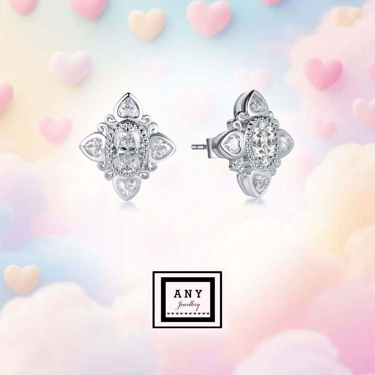 XP015 E4107 Heart of Elegance Earrings （莫桑）