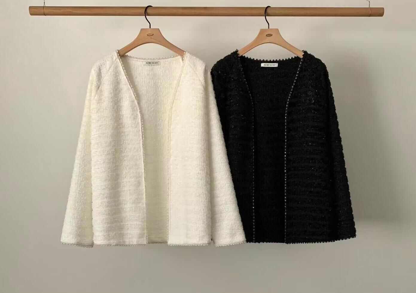 AU6033 小珍珠邊織布外套