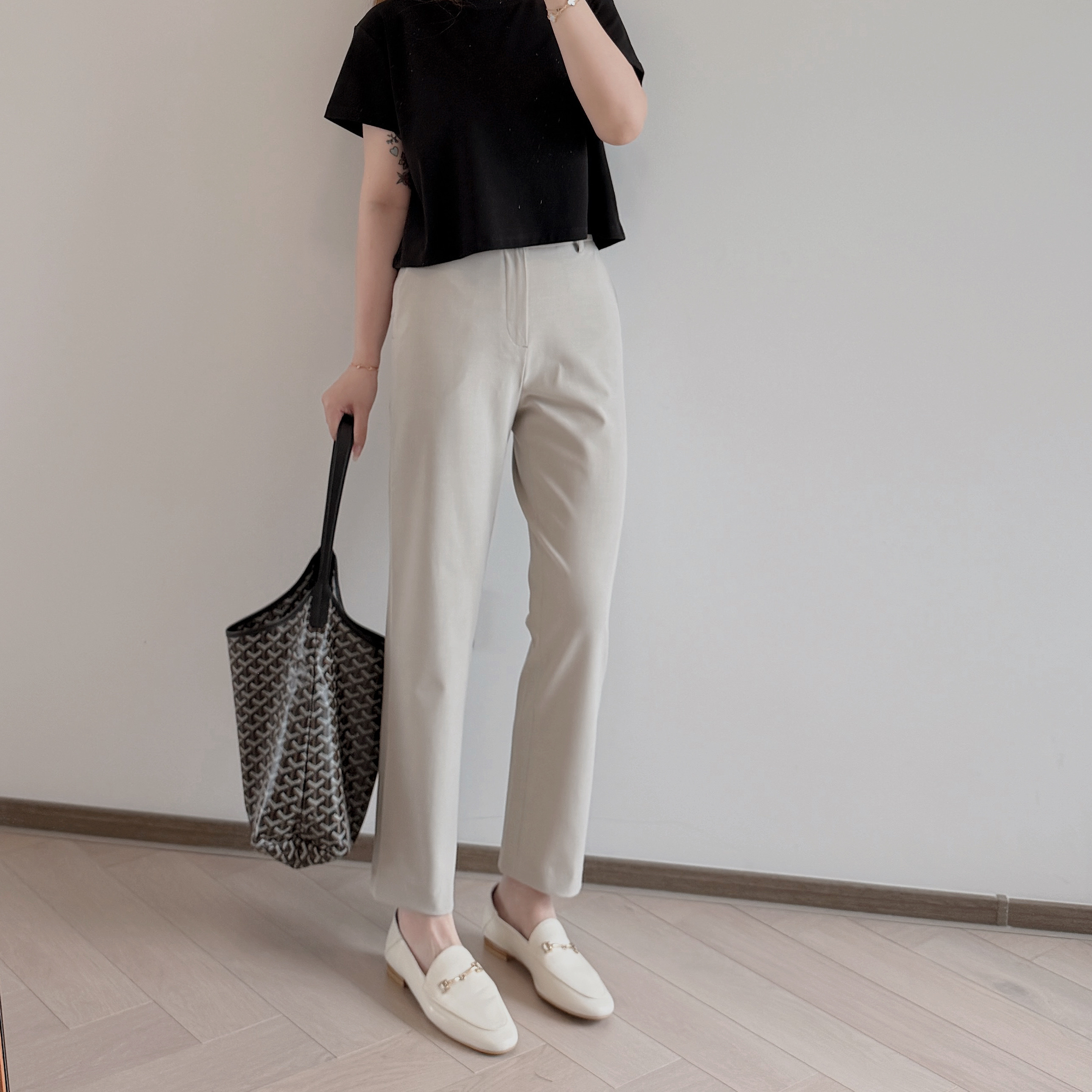 現貨 7393 米杏高腰直筒西裝鉛筆褲