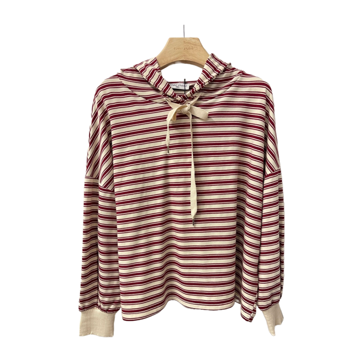 1SO0403-035 [SUNNY STUDIO] Stripe Hoodie Rouge #56031 (EU)