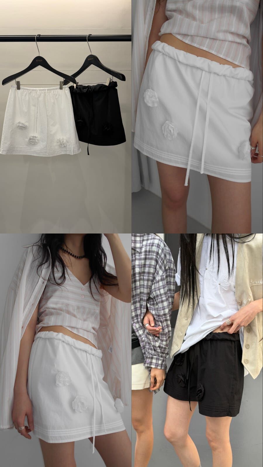 MR6012 立體玫瑰束腰繩小短裙