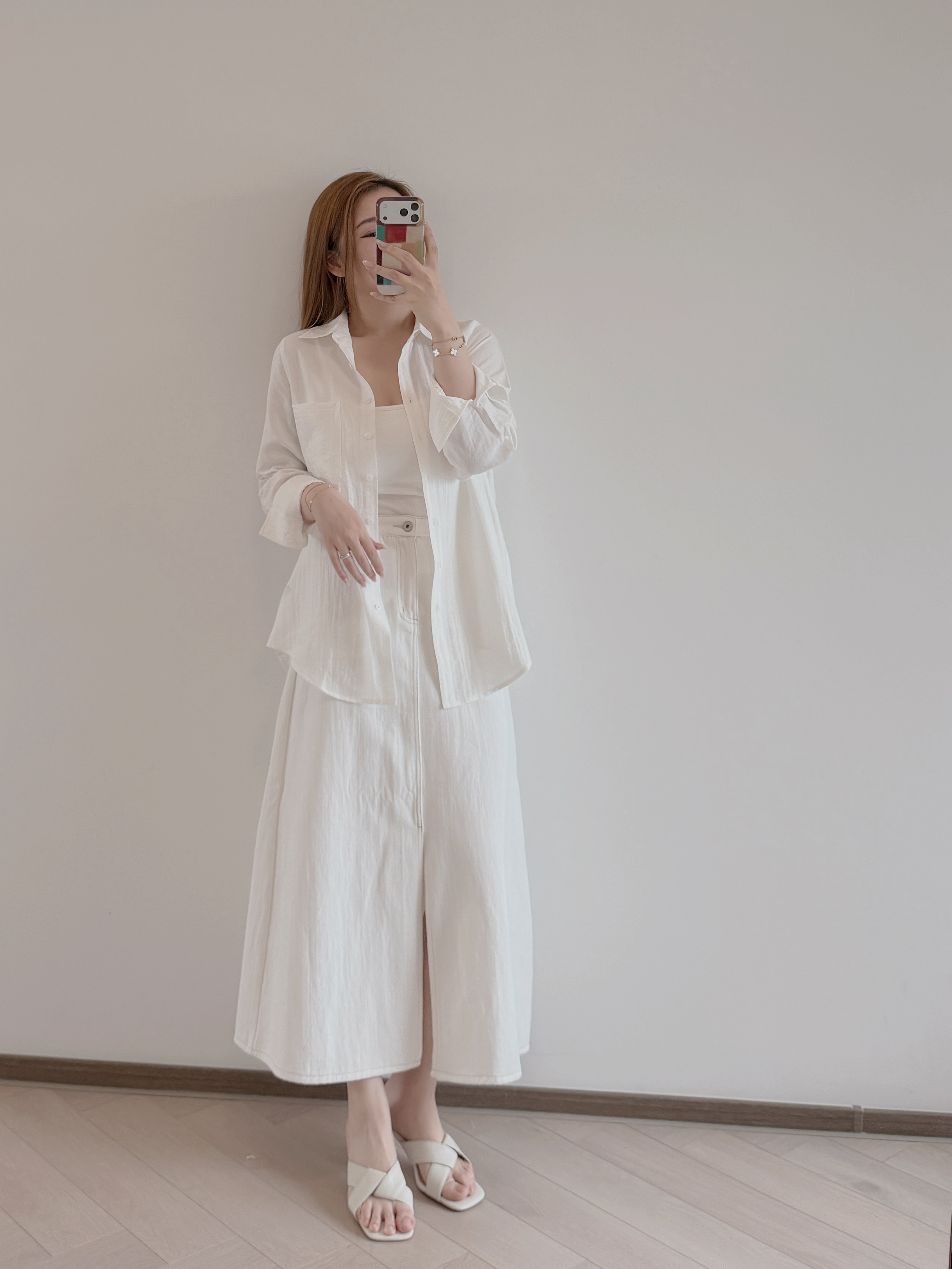 預售 7400 肌理感粉白襯衫