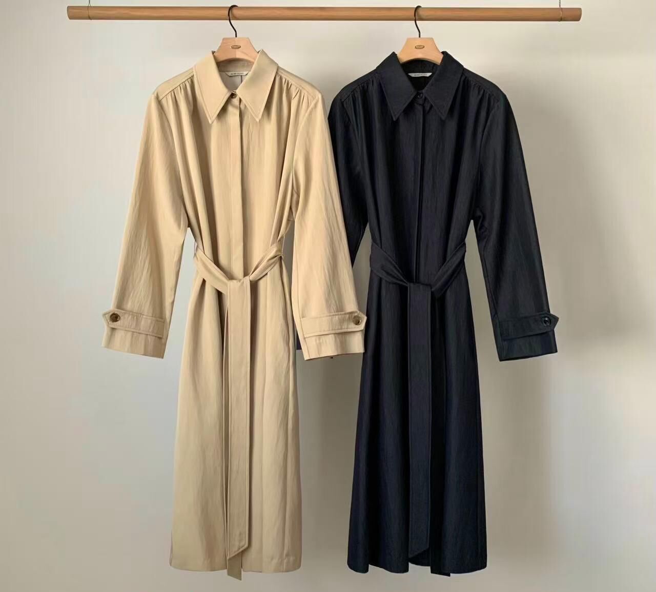 AU6036 扯布反領長外套