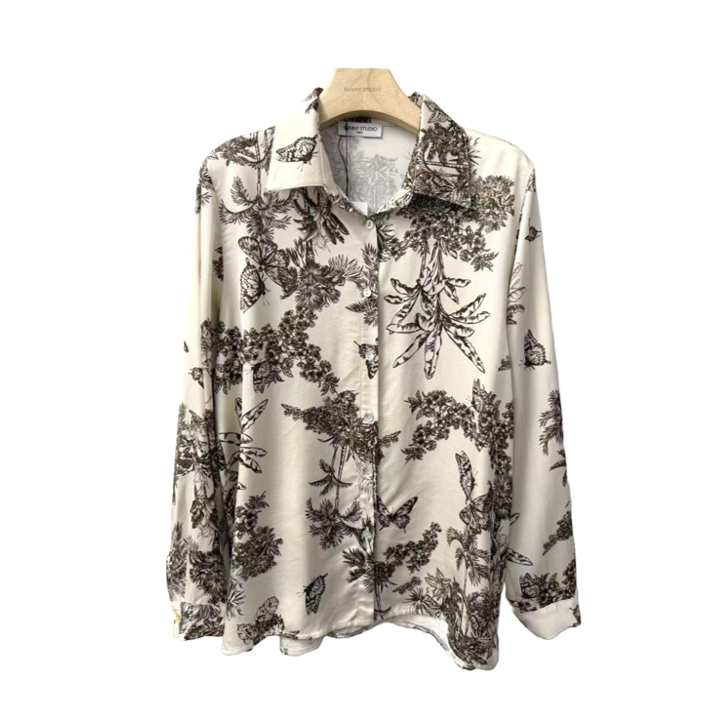 1SO0403-039 [SUNNY STUDIO] Printed Shirt White #11689 Jungle (EU)