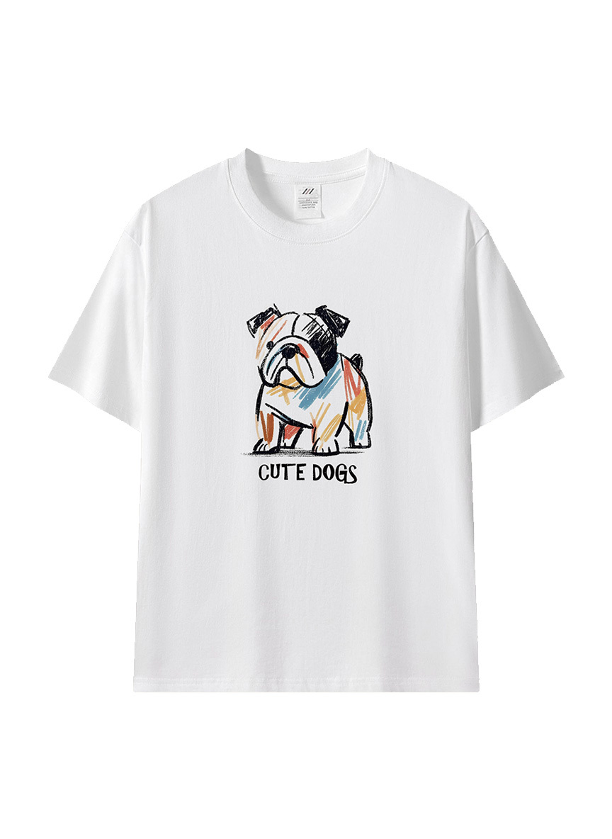 帶點童趣與隨性★手繪感狗狗插畫棉T