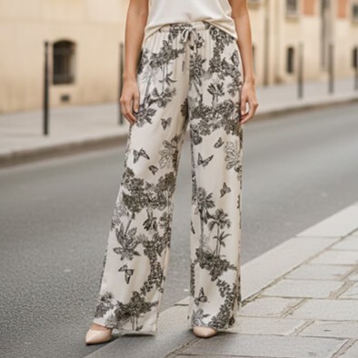 1SO0403-041 [SUNNY STUDIO] Printed Trousers White #12953 Jungle (EU)