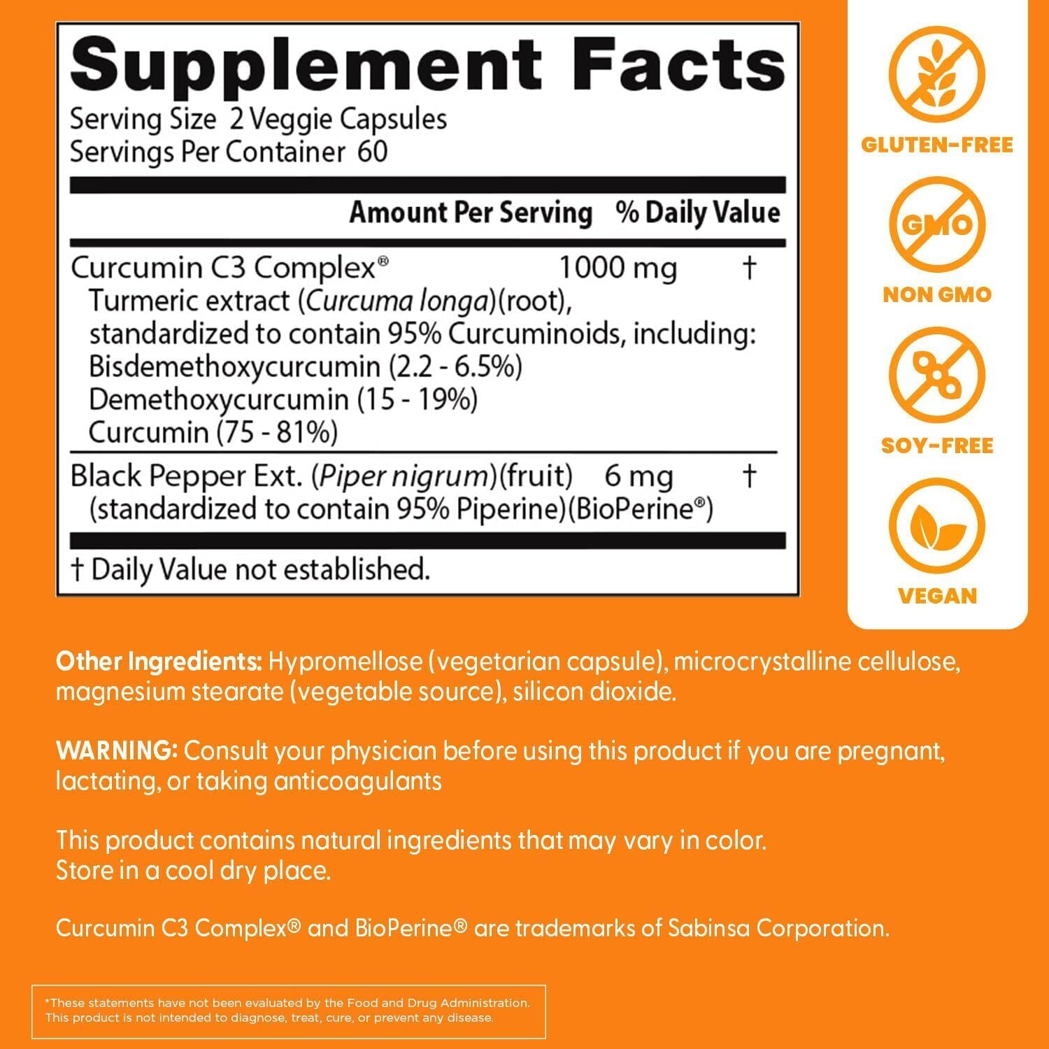 [預購] 專利頂級Curcumin C3 薑黃素 500mg 120粒膠囊 含黑胡椒素Doctor's Best Curcumin Turmeric