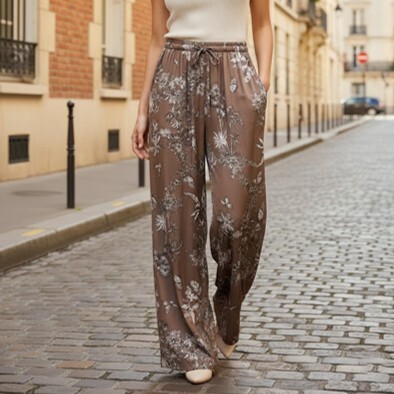 1SO0403-042 [SUNNY STUDIO] Printed Trousers Moka #12953 Jungle (EU)