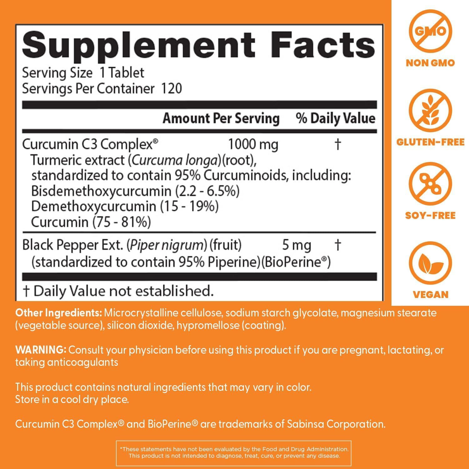 [預購] 高吸收薑黃素 胡椒鹼 1000毫克 120錠 Doctor's Best Absorption Curcumin
