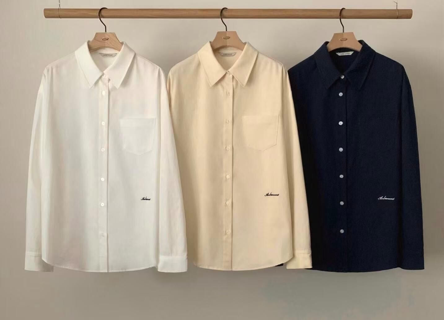 AU6041 字母小刺繡襯衫