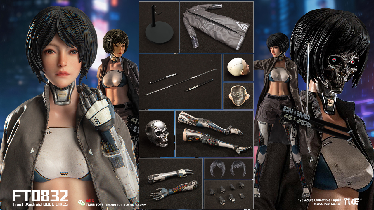 (預訂) True1Toys FT0832  1/6 人造人比爾可動人偶  黑髮版