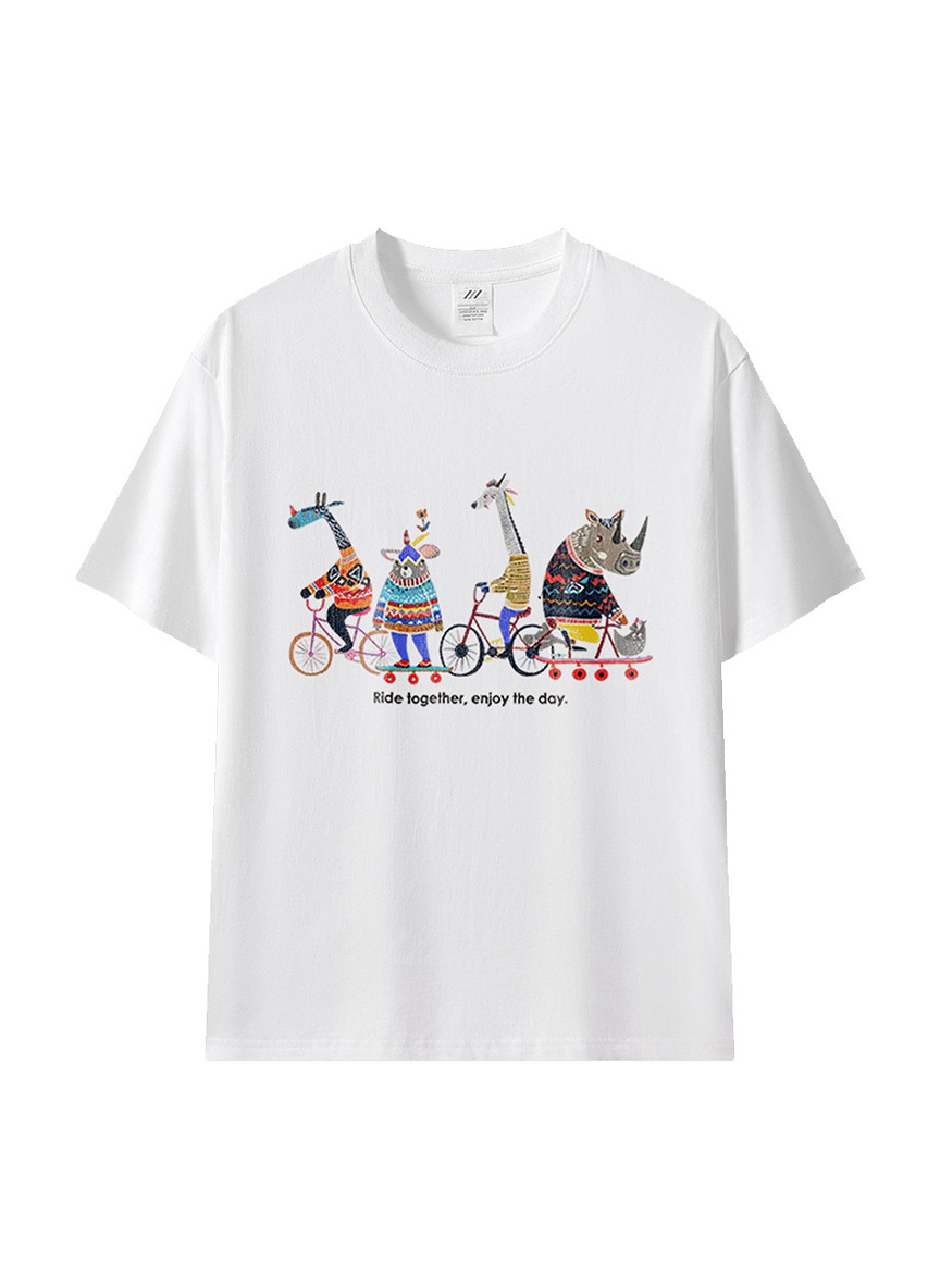 「一起出發」★動物騎行插畫棉T